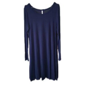 New Himone Navy Blue Long Sleeve Midi Dress